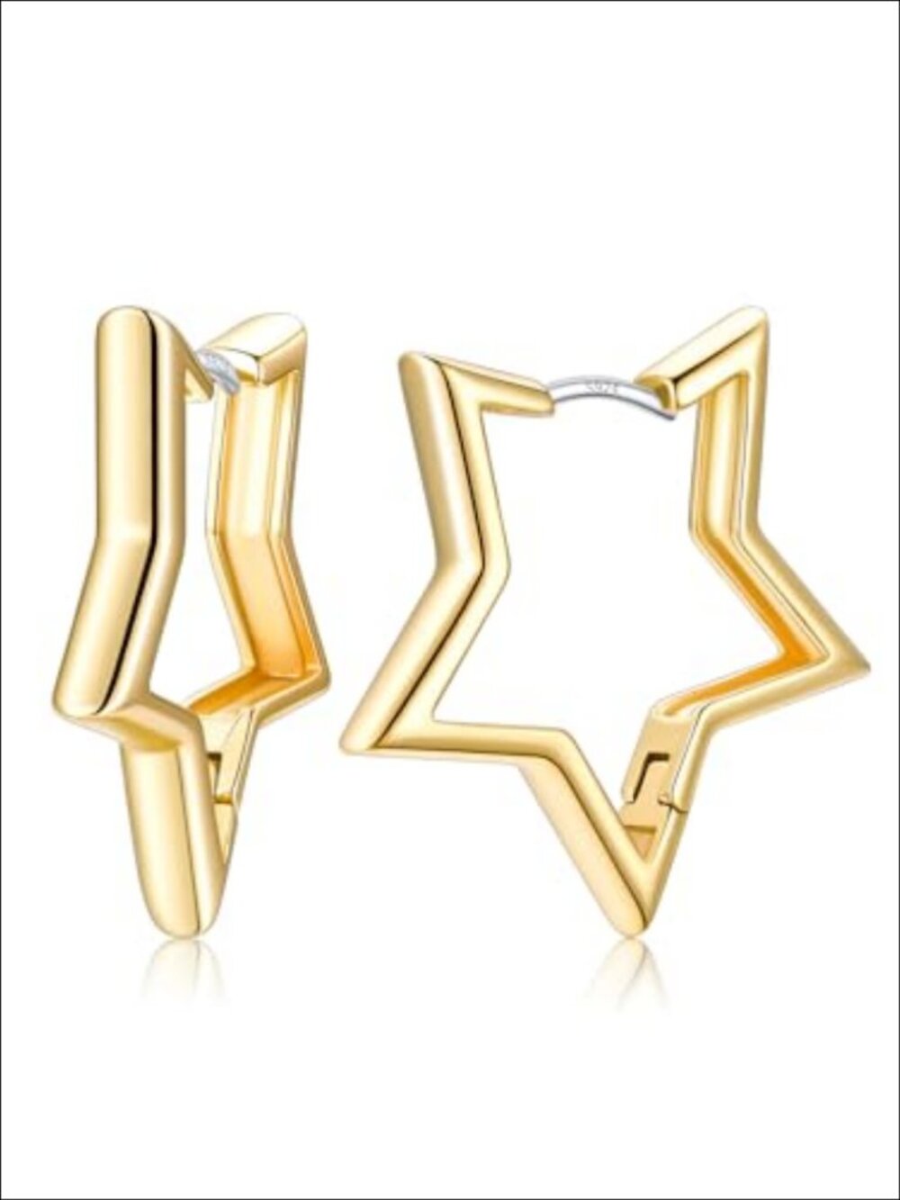 14K Gold Plated Star & Heart Hoop Earrings with 925 Sterling Silver Post